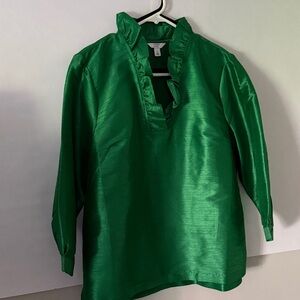 Crown & Ivy Green Ruffle Blouse